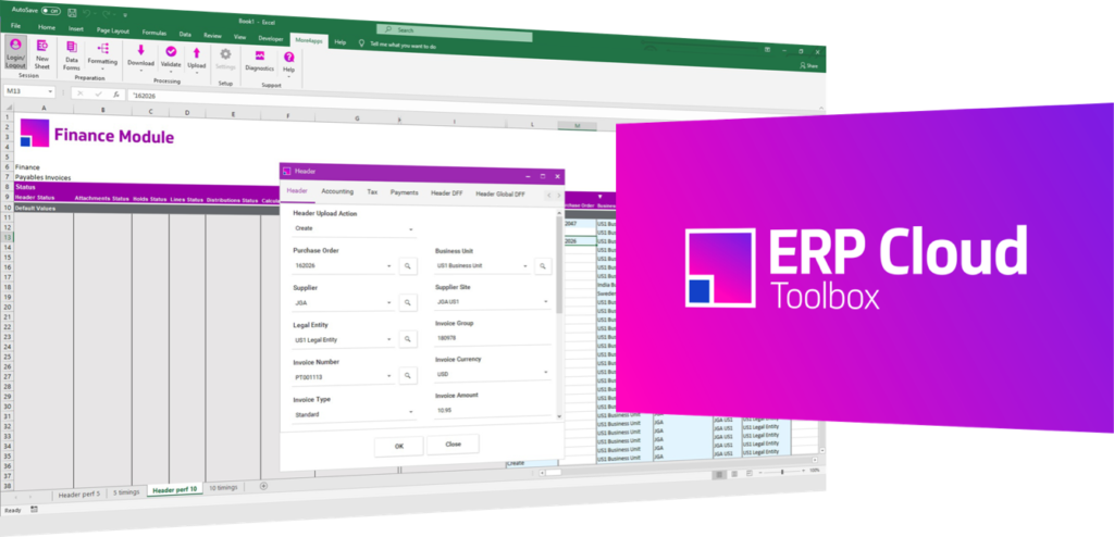 Accounts Receivables Invoices get loaded in record time with the More4apps ERP Cloud Toolbox for Oracle Fusion Cloud Applications.