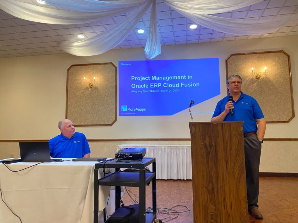 Mike Elias and Rick Matthews of More4apps presented at the Allegheny Cloud Network Group's first in-person event at Salvatore's in Pittsburgh.