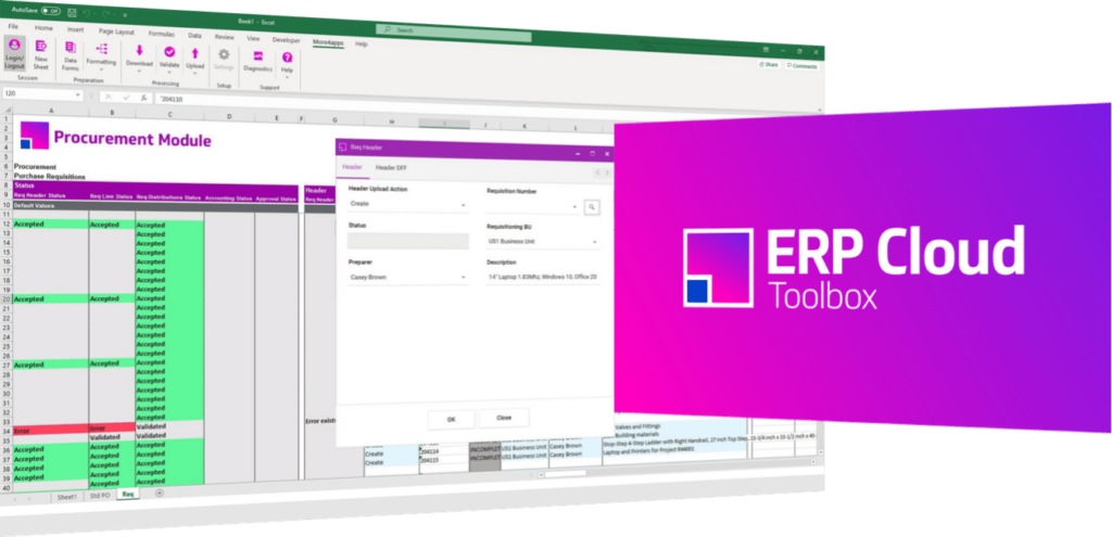 The More4apps ERP Cloud Toolbox Procurement Module.