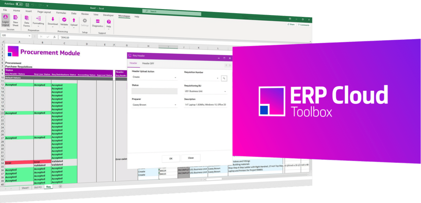 The More4apps ERP Cloud Toolbox Procurement Module.