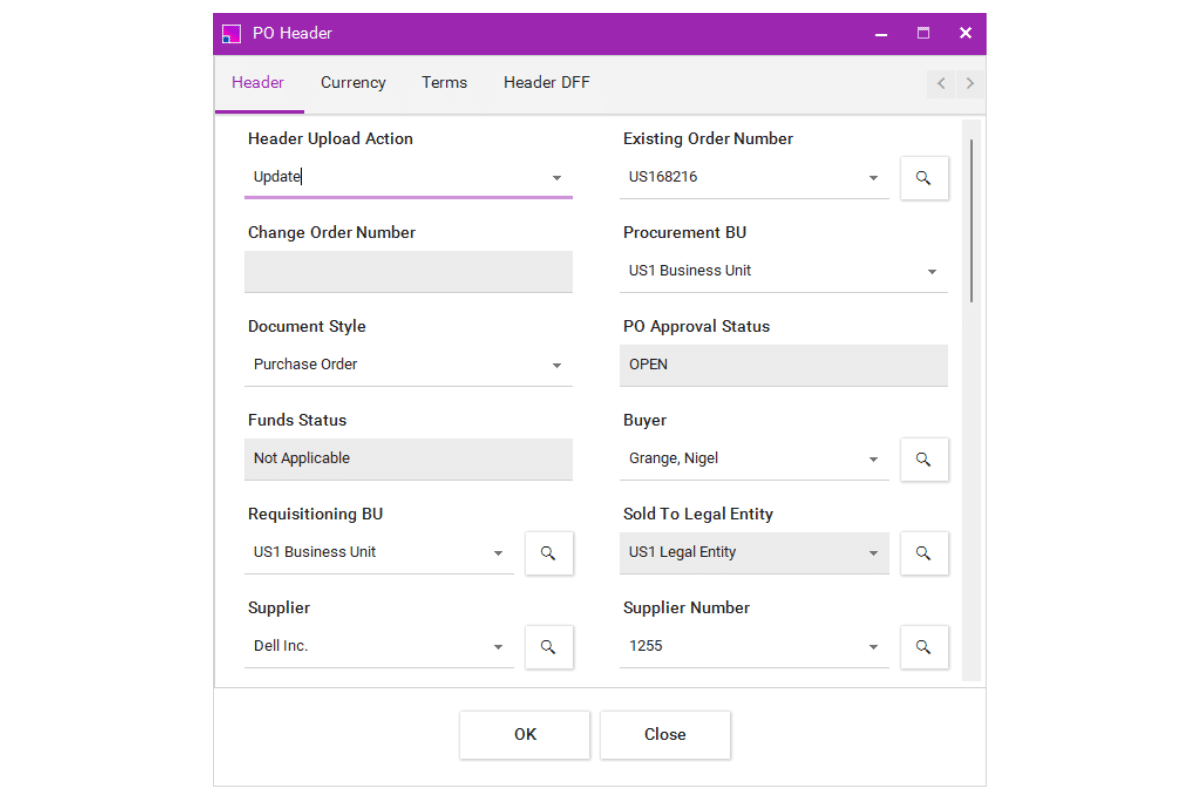 The More4apps ERP Cloud Toolbox for Purchase Requisitions.