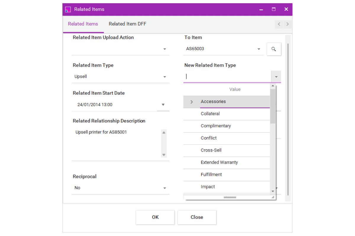 The More4apps Product Definition Module for managing related items.