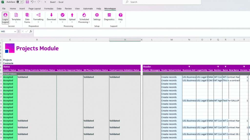 The More4apps Contracts Integrator within the Projects Module for Oracle Fusion Cloud ERP.