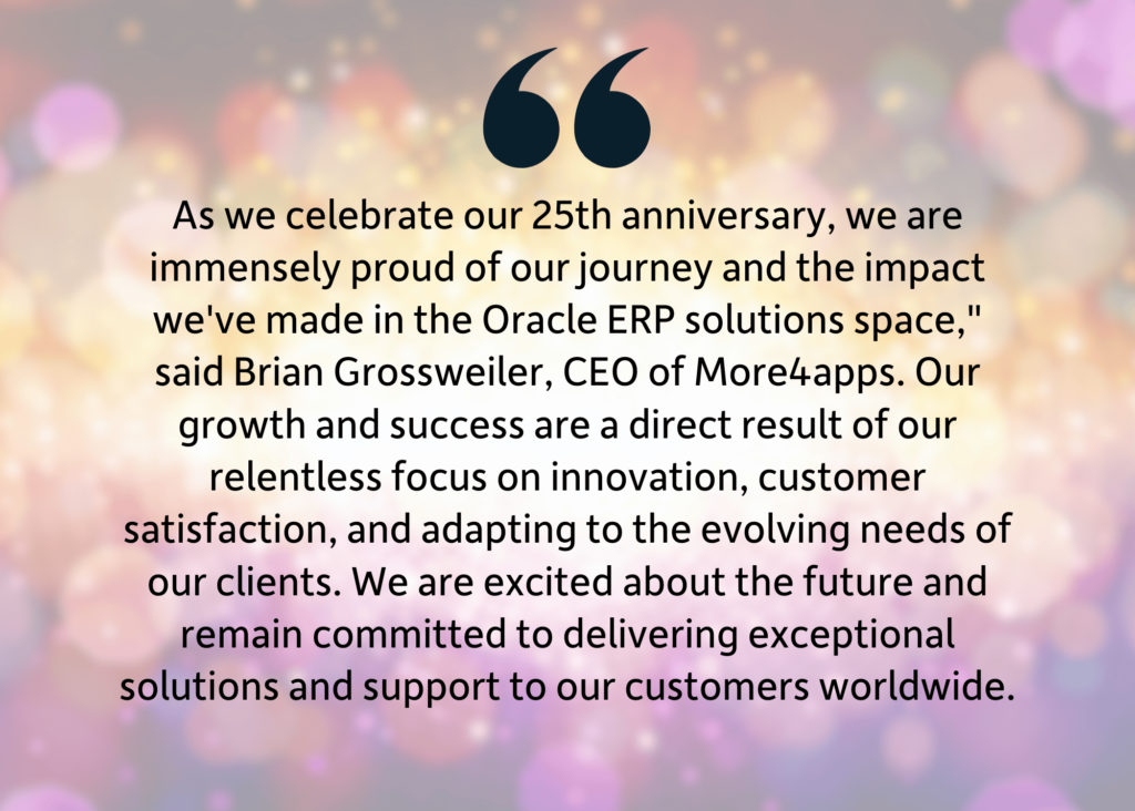 Brian Grossweiler, CEO of More4apps comments on the success of More4apps' 25 years of success and innovation. Click the link to read the full article.