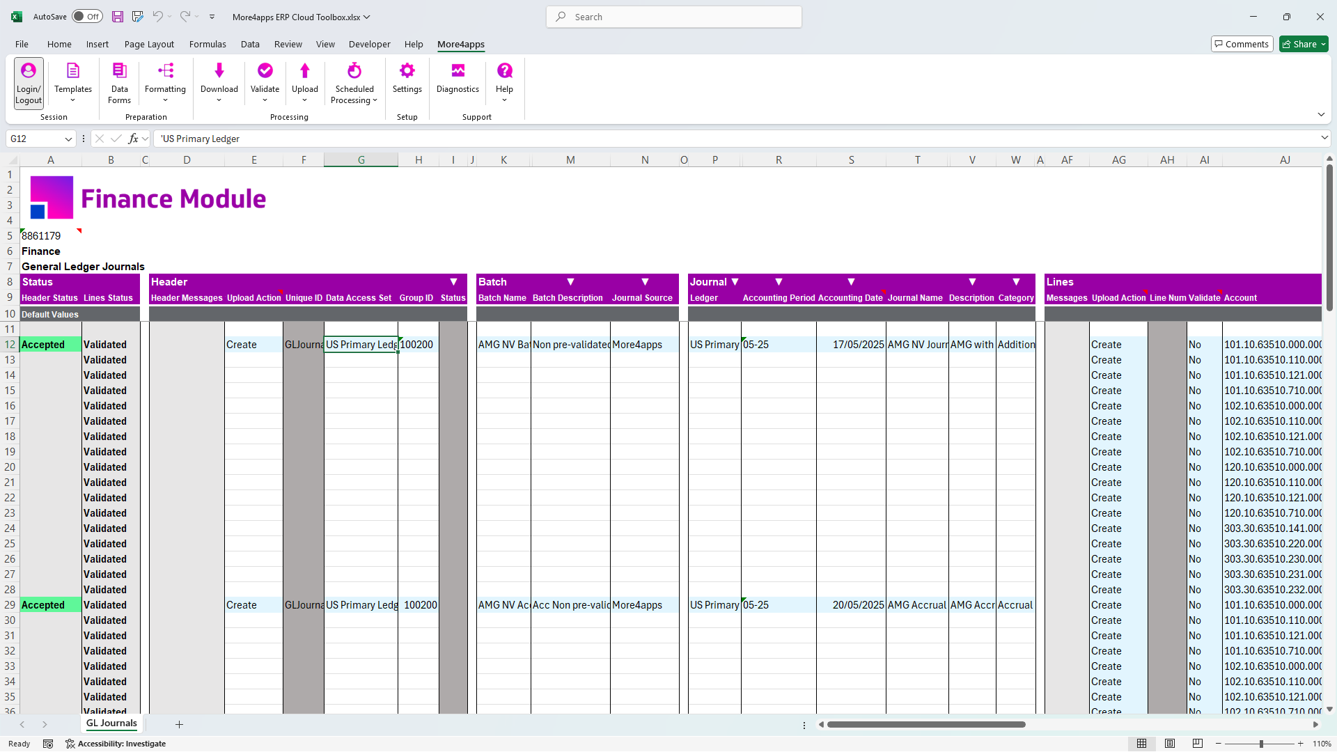 General Ledger Journals in the Finance Module
